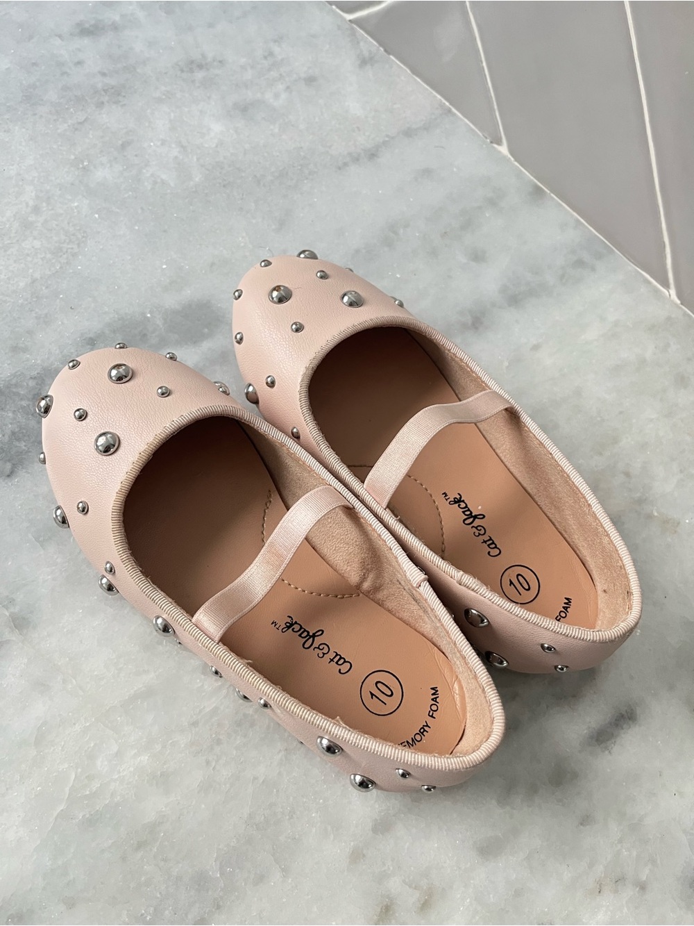 Cat & Jack Girls' Pink Studded Mary Jane Flats